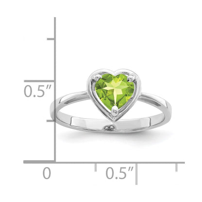14K Weißgold Ring mit Herz-Peridot, 6 mm