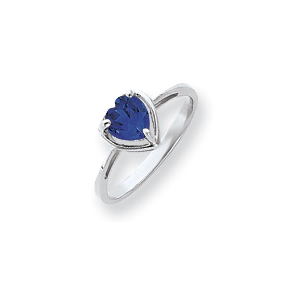 14K Weißgold Ring mit Herz-Saphir, 6 mm