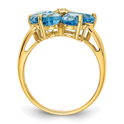 14K Gelbgold 6mm Herz Blautopas A Echt Diamant Ring