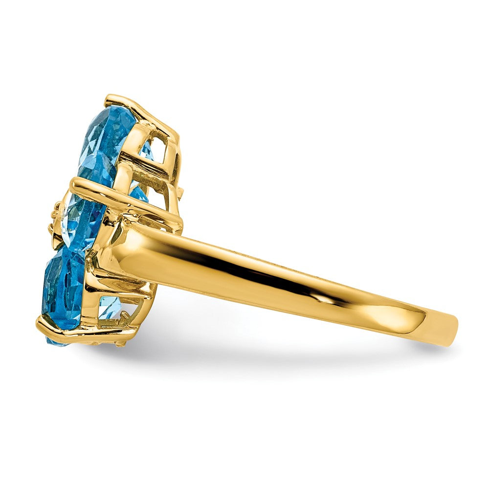 14K Gelbgold 6mm Herz Blautopas A Echt Diamant Ring