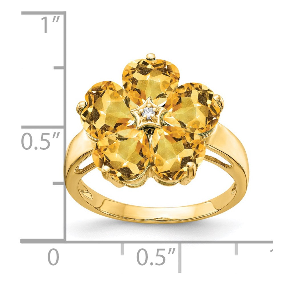 14K Gelbgold 6mm Herz Citrin A Echt Diamant Ring