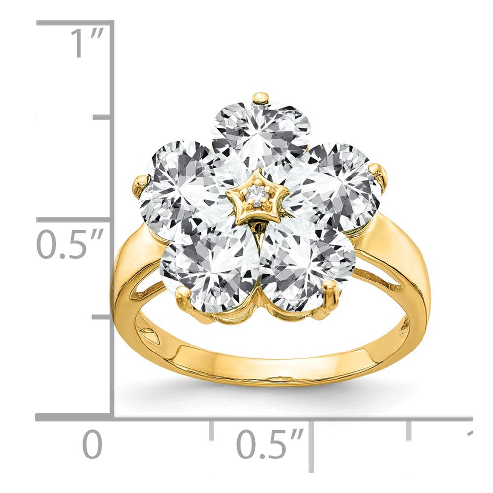 14K Gelbgold 6mm Herz Zirkonia Aa Diamant Ring