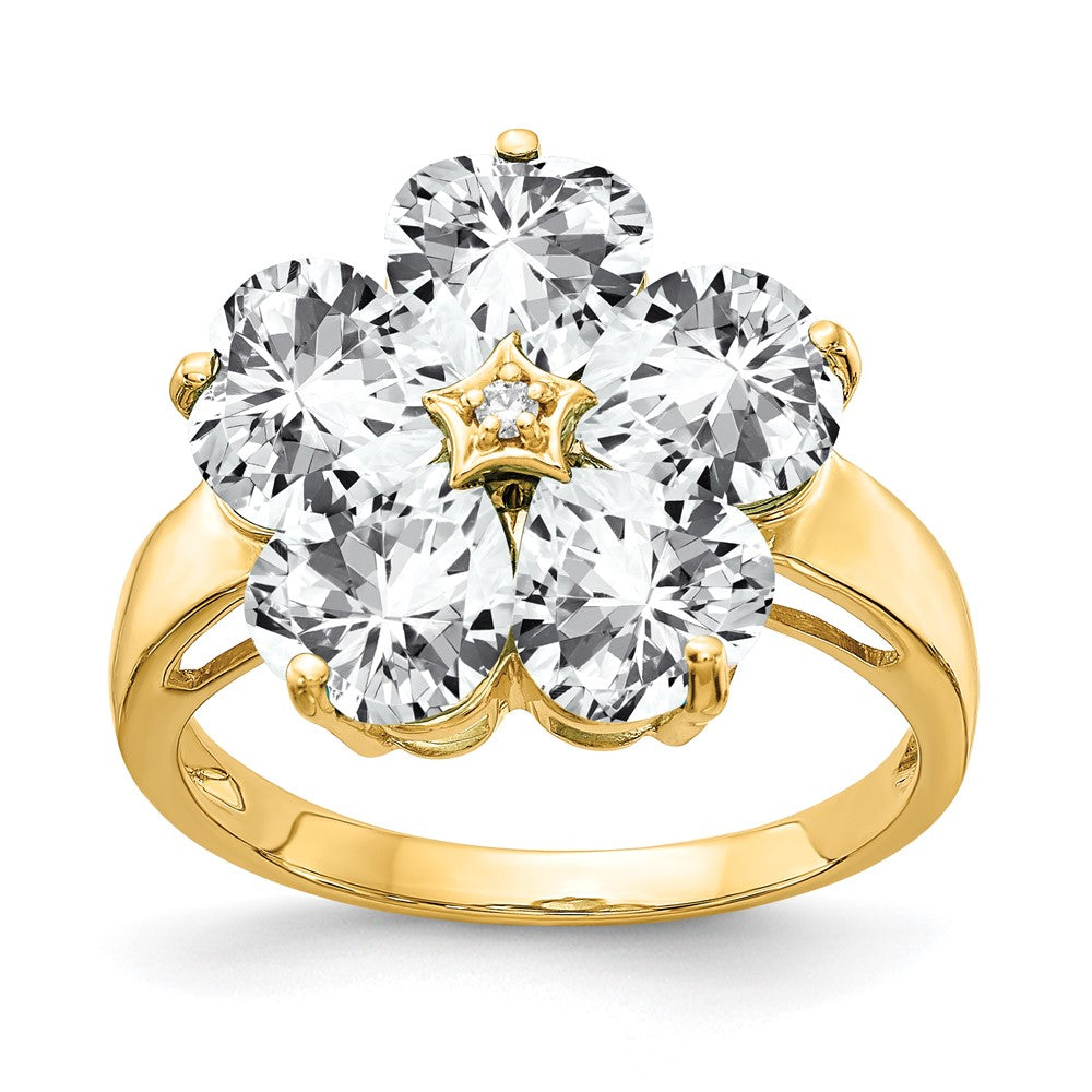 14K Gelbgold 6mm Herz Zirkonia Vs Diamant Ring