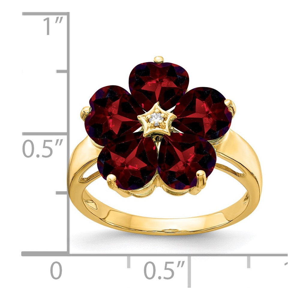 14K Gelbgold 6mm Herz Granat A Echt Diamant Ring