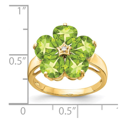 14K Gelbgold 6mm Herz Peridot Aaa Diamant Ring