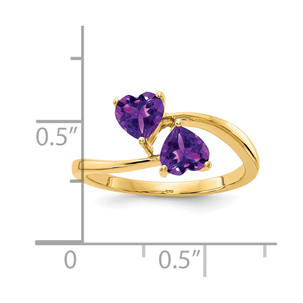 14K Gelbgold 5 mm Herz-Amethyst-Ring