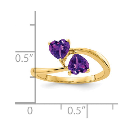 14K Gelbgold 5 mm Herz-Amethyst-Ring