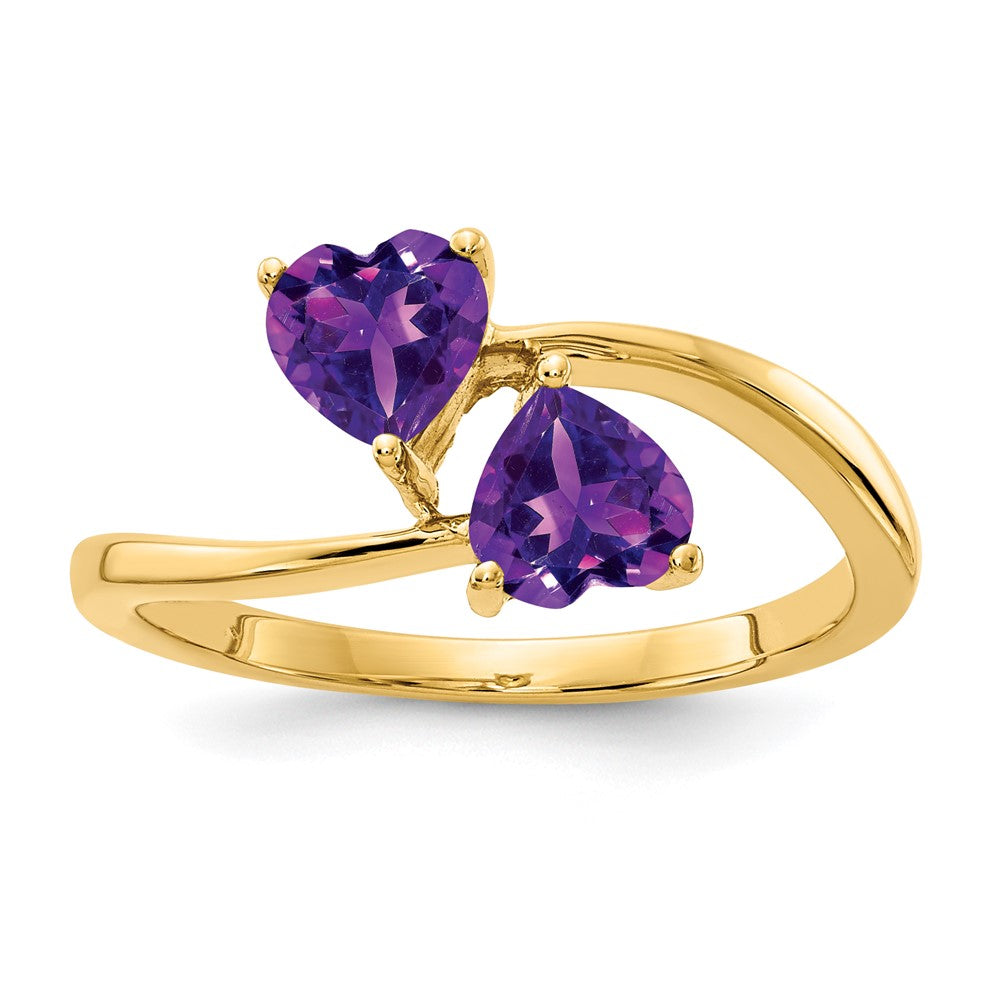 14K Gelbgold 5 mm Herz-Amethyst-Ring