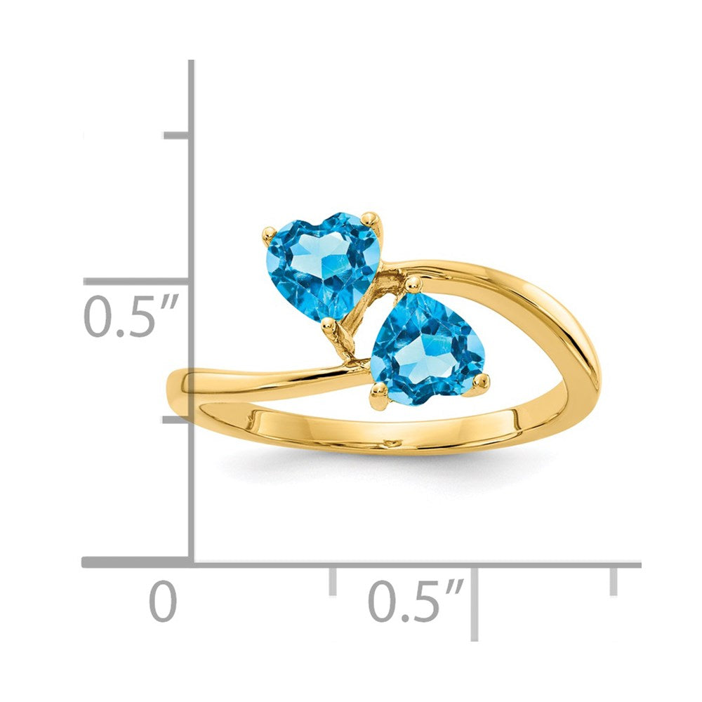 14K Gelbgold Ring mit herzförmigem Blautopas, 5 mm
