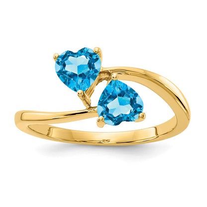 14K Gelbgold Ring mit herzförmigem Blautopas, 5 mm