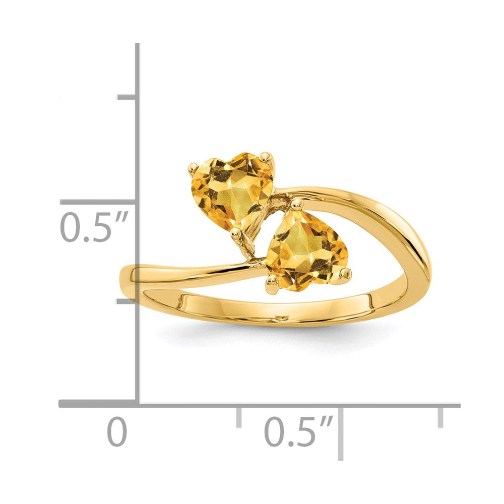 14K Gelbgold Ring mit Citrin im Herzschliff, 5 mm