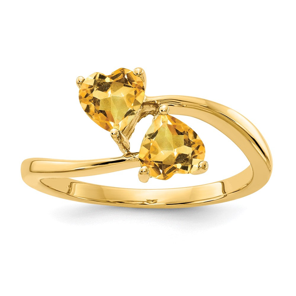 14K Gelbgold Ring mit Citrin im Herzschliff, 5 mm