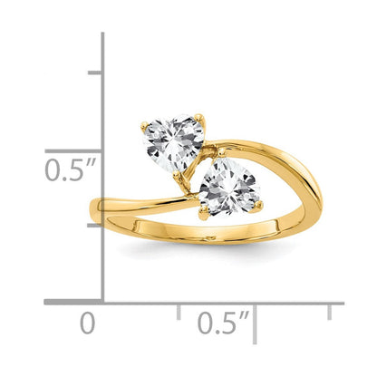 14K Gelbgold Ring mit 5-mm-Herz-Zirkonia