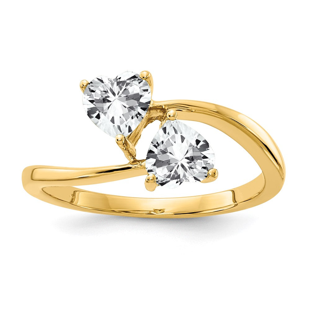 14K Gelbgold Ring mit 5-mm-Herz-Zirkonia