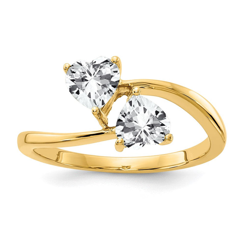 14K Gelbgold Ring mit 5-mm-Herz-Zirkonia