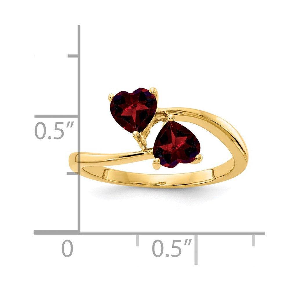 14K Gelbgold Ring mit herzförmigem Granat, 5 mm