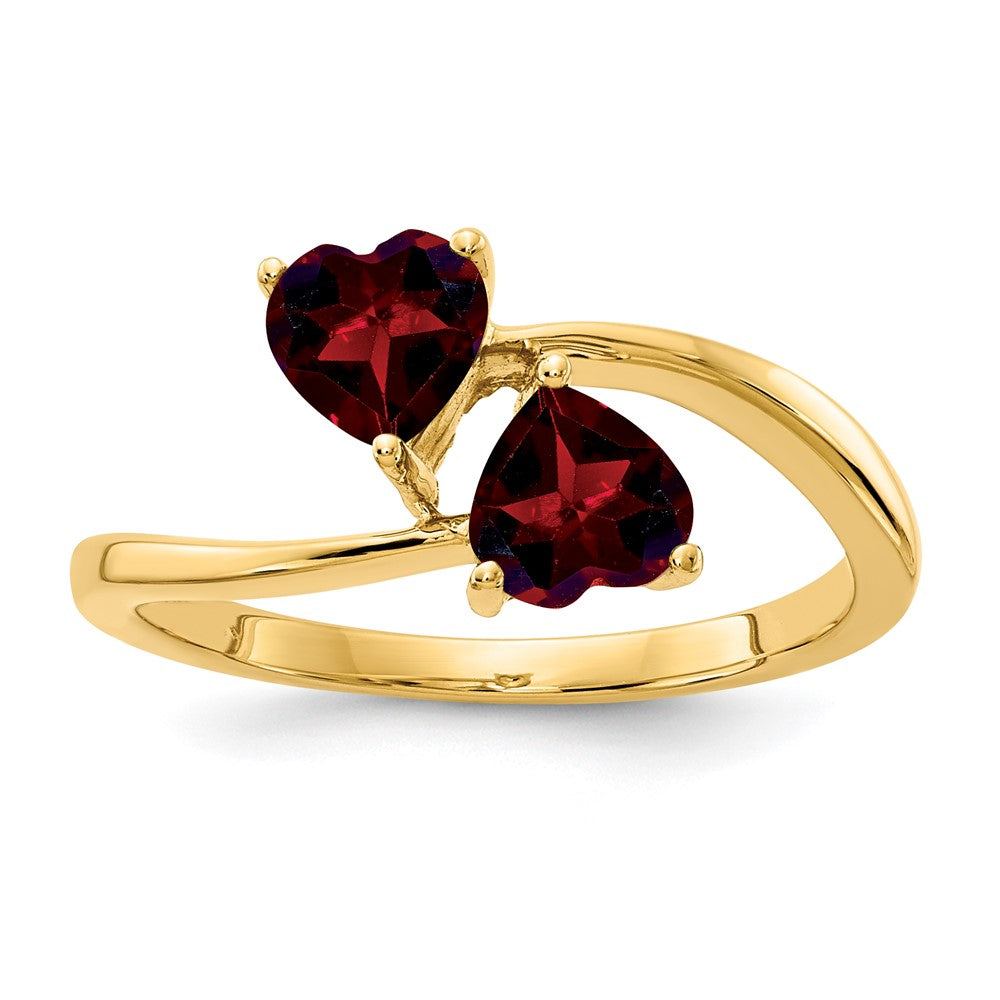 14K Gelbgold Ring mit herzförmigem Granat, 5 mm