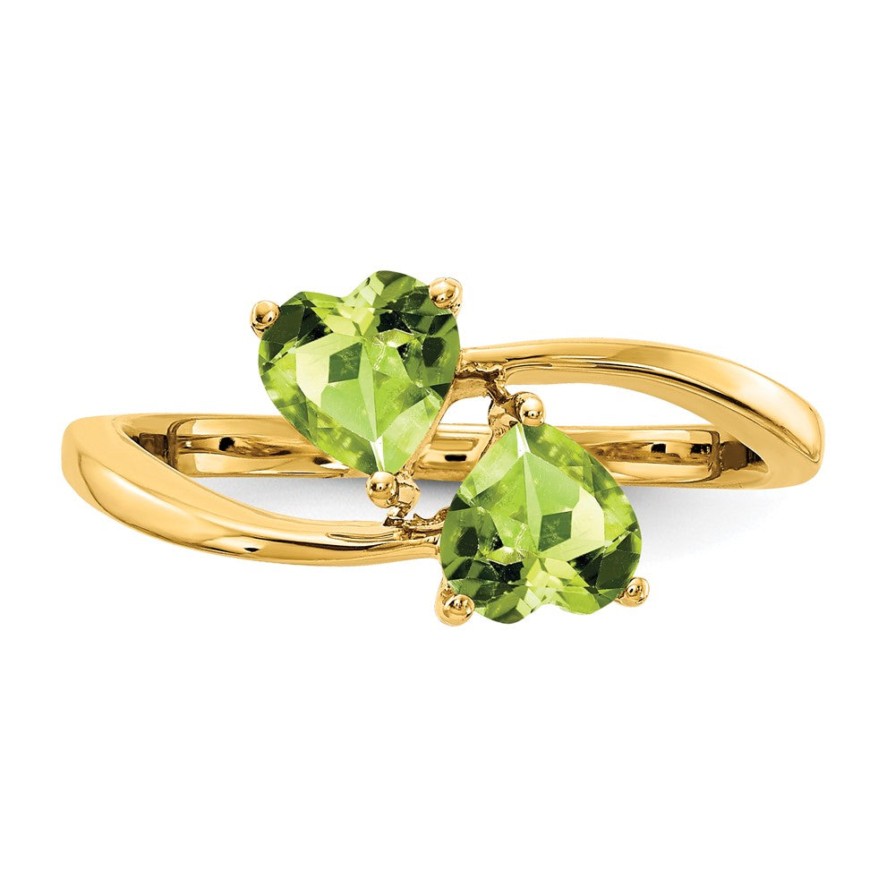 14K Gelbgold Ring mit herzförmigem Peridot, 5 mm