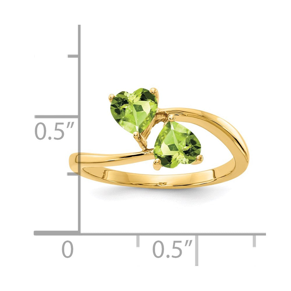 14K Gelbgold Ring mit herzförmigem Peridot, 5 mm