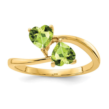 14K Gelbgold Ring mit herzförmigem Peridot, 5 mm