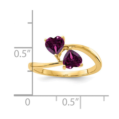 14K Gelbgold Ring mit 5 mm Rhodolith-Granat in Herzform