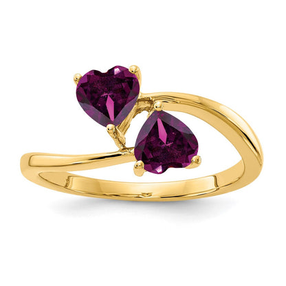 14K Gelbgold Ring mit 5 mm Rhodolith-Granat in Herzform