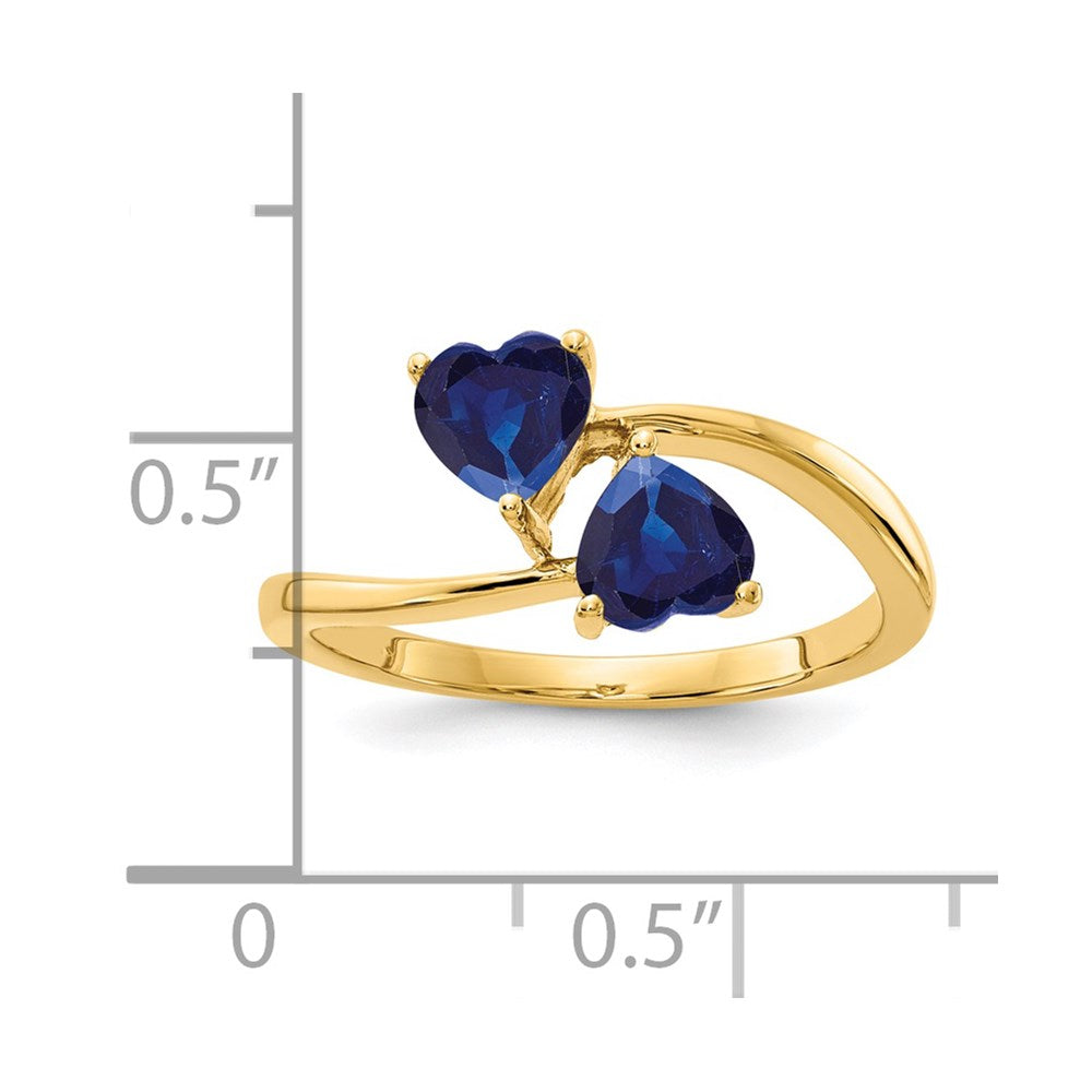 14K Gelbgold Ring mit herzförmigem Saphir, 5 mm