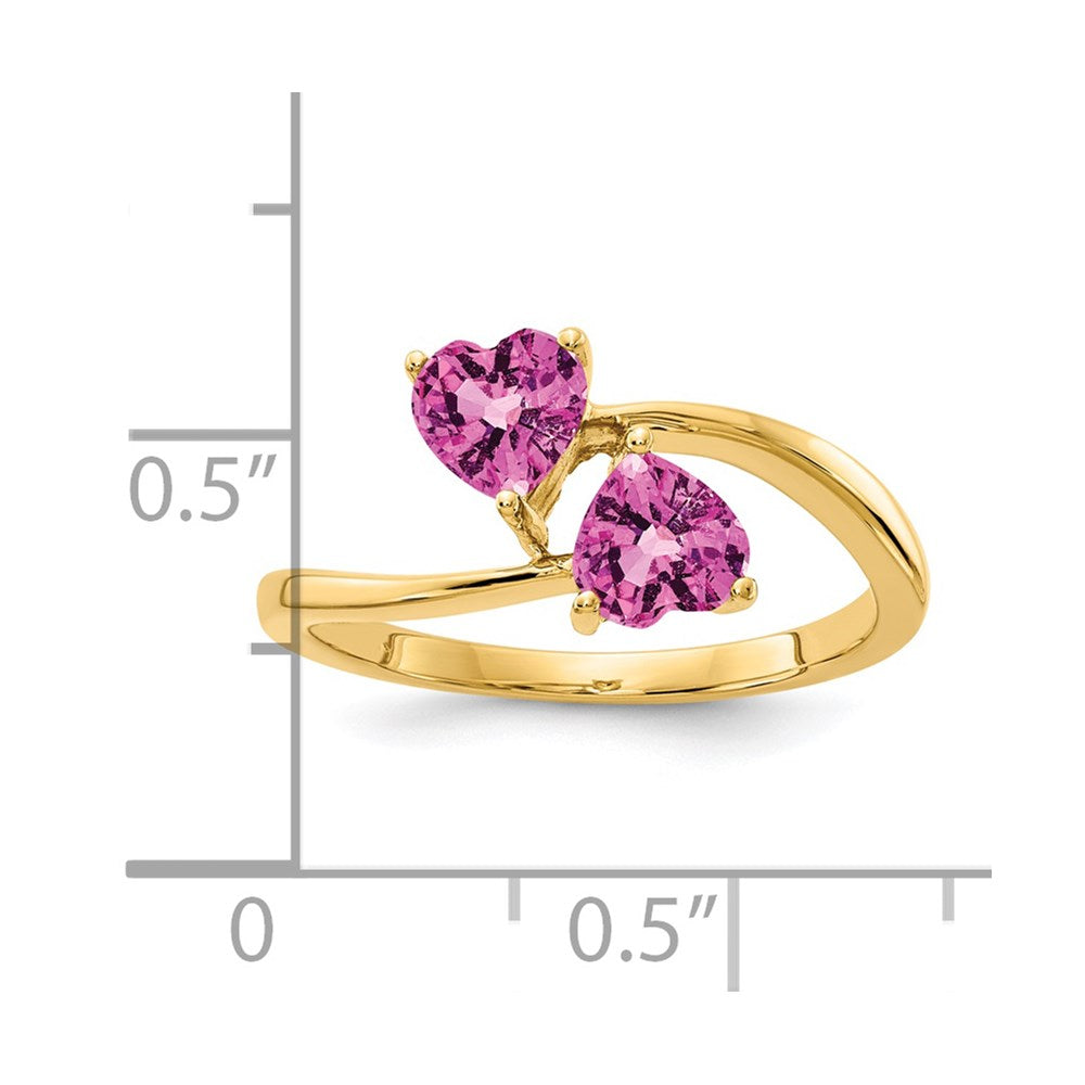 14K Gelbgold Ring mit 5 mm Herz-Rosa-Saphir