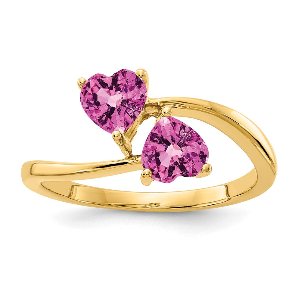 14K Gelbgold Ring mit 5 mm Herz-Rosa-Saphir