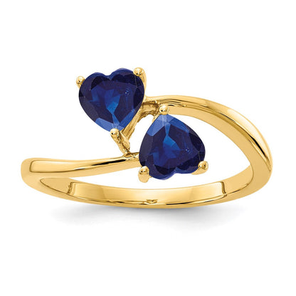 14K Gelbgold Ring mit herzförmigem Saphir, 5 mm