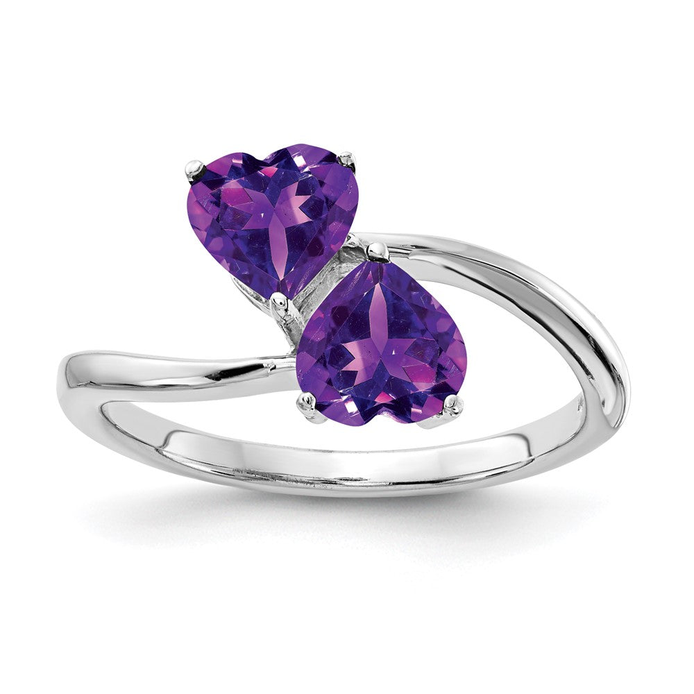 14K Weißgold Ring mit Herz-Amethyst, 5 mm