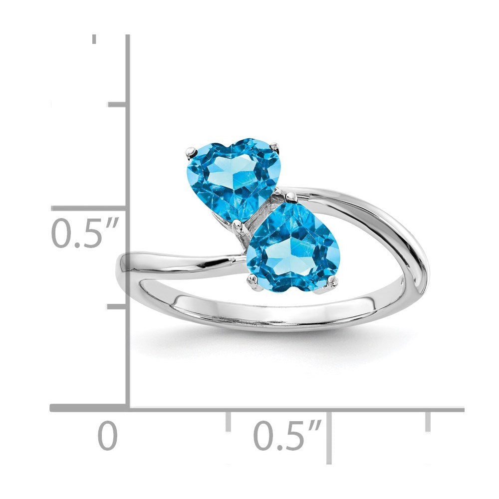 14K Weißgold Ring mit Herz-Blautopas, 5 mm