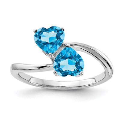 14K Weißgold Ring mit Herz-Blautopas, 5 mm