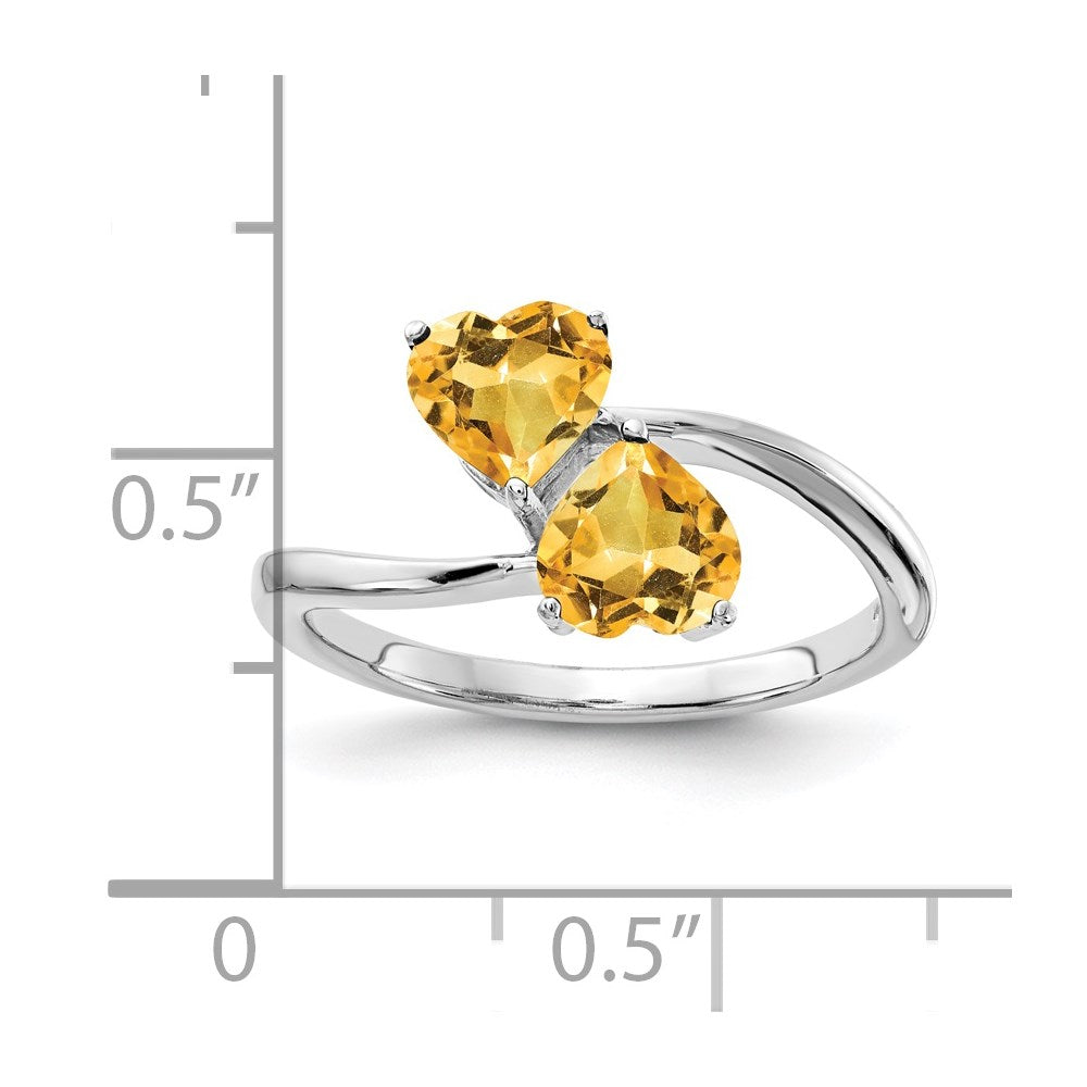 14K Weißgold Ring mit Citrin im Herzschliff, 5 mm