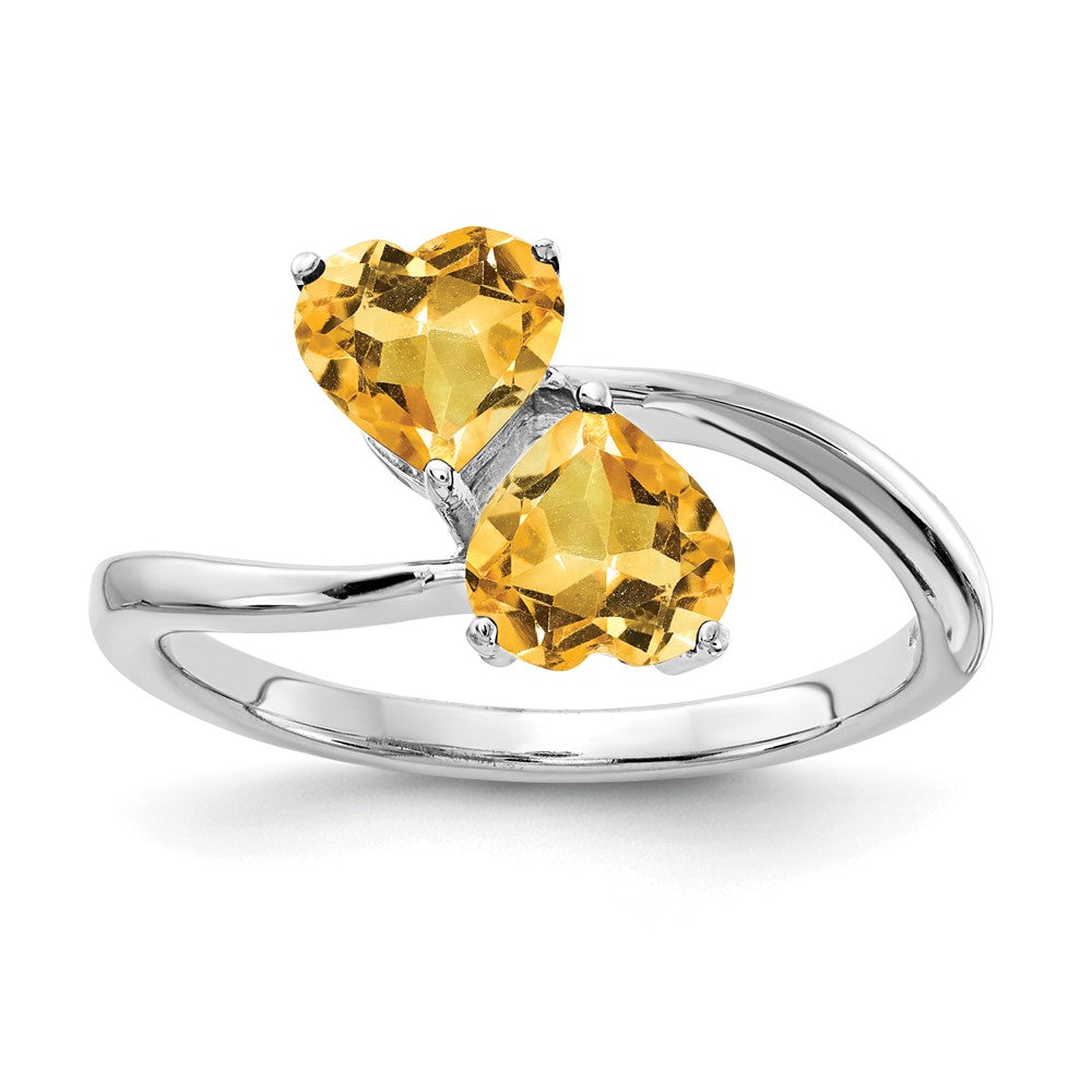 14K Weißgold Ring mit Citrin im Herzschliff, 5 mm