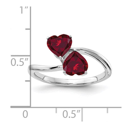 14K Weißgold Ring mit synthetischem Rubin im Herzschliff, 5 mm