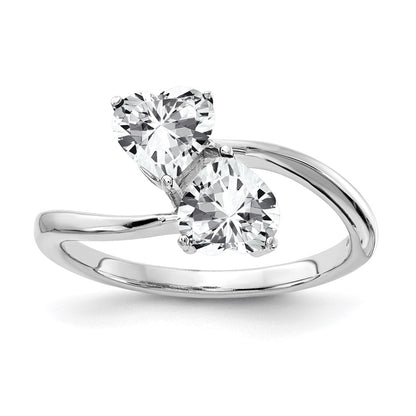 14K Weißgold Ring mit 5 mm Zirkonia in Herzform
