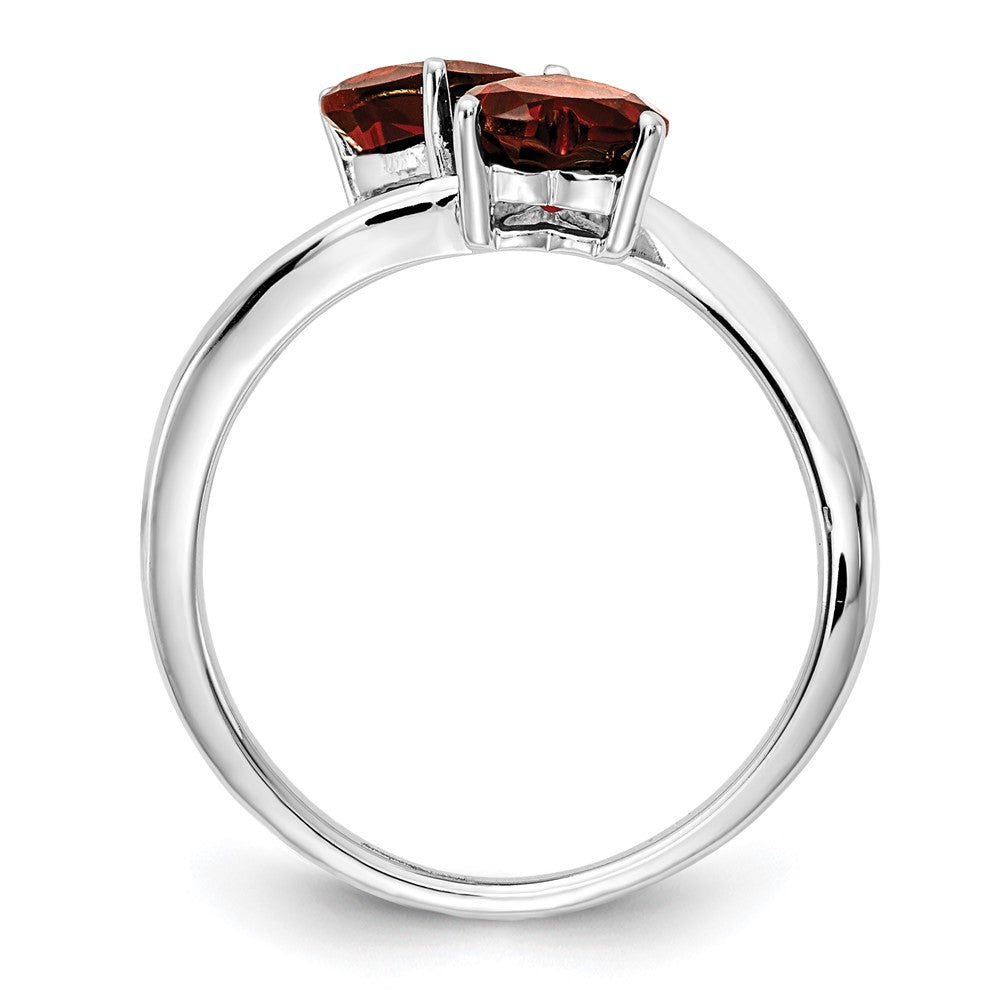 14K Weißgold Ring mit Herz-Granat, 5 mm