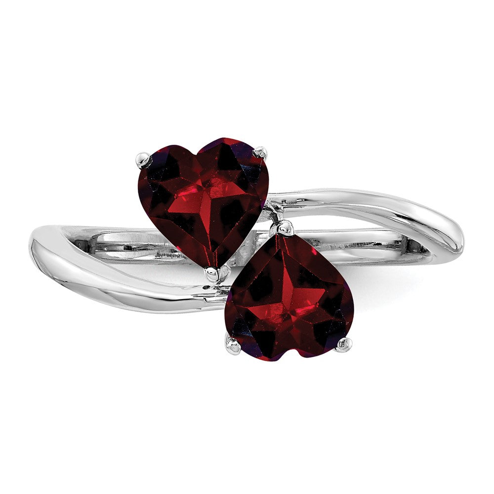 14K Weißgold Ring mit Herz-Granat, 5 mm