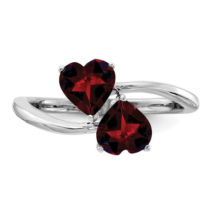 14K Weißgold Ring mit Herz-Granat, 5 mm