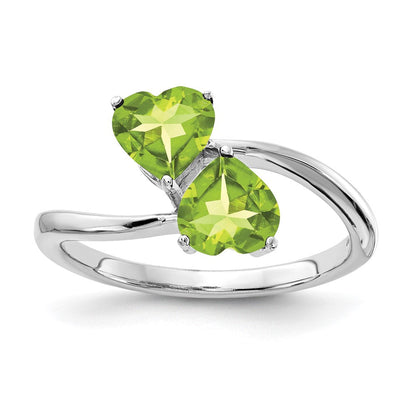 14K Weißgold Ring mit 5 mm Peridot-Herz