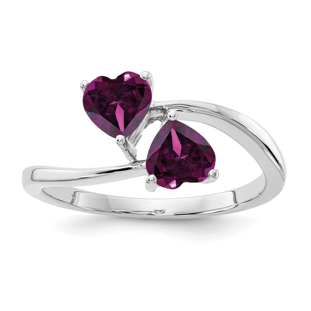 14K Weißgold Ring mit herzförmigem Rhodolith-Granat, 5 mm