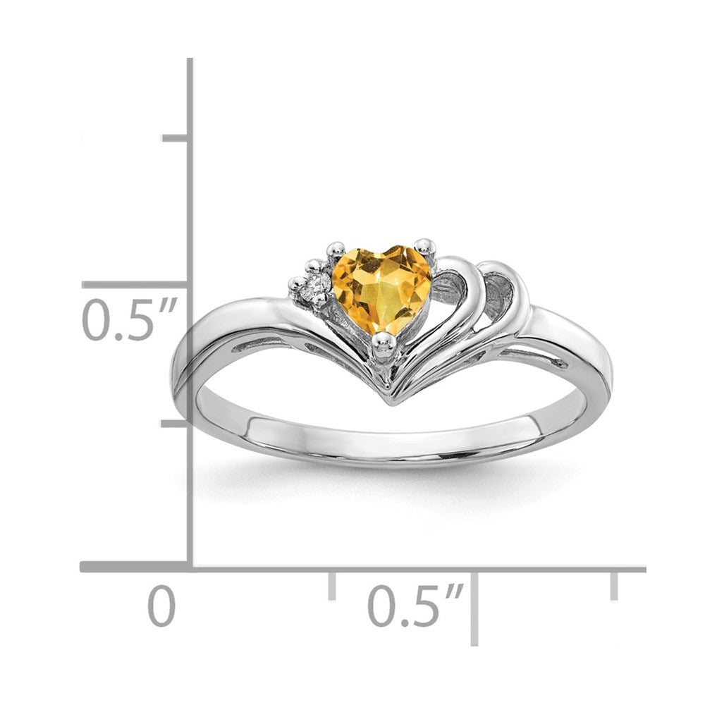 14K Weißgold 4mm Herz Citrin Vs Diamant Ring