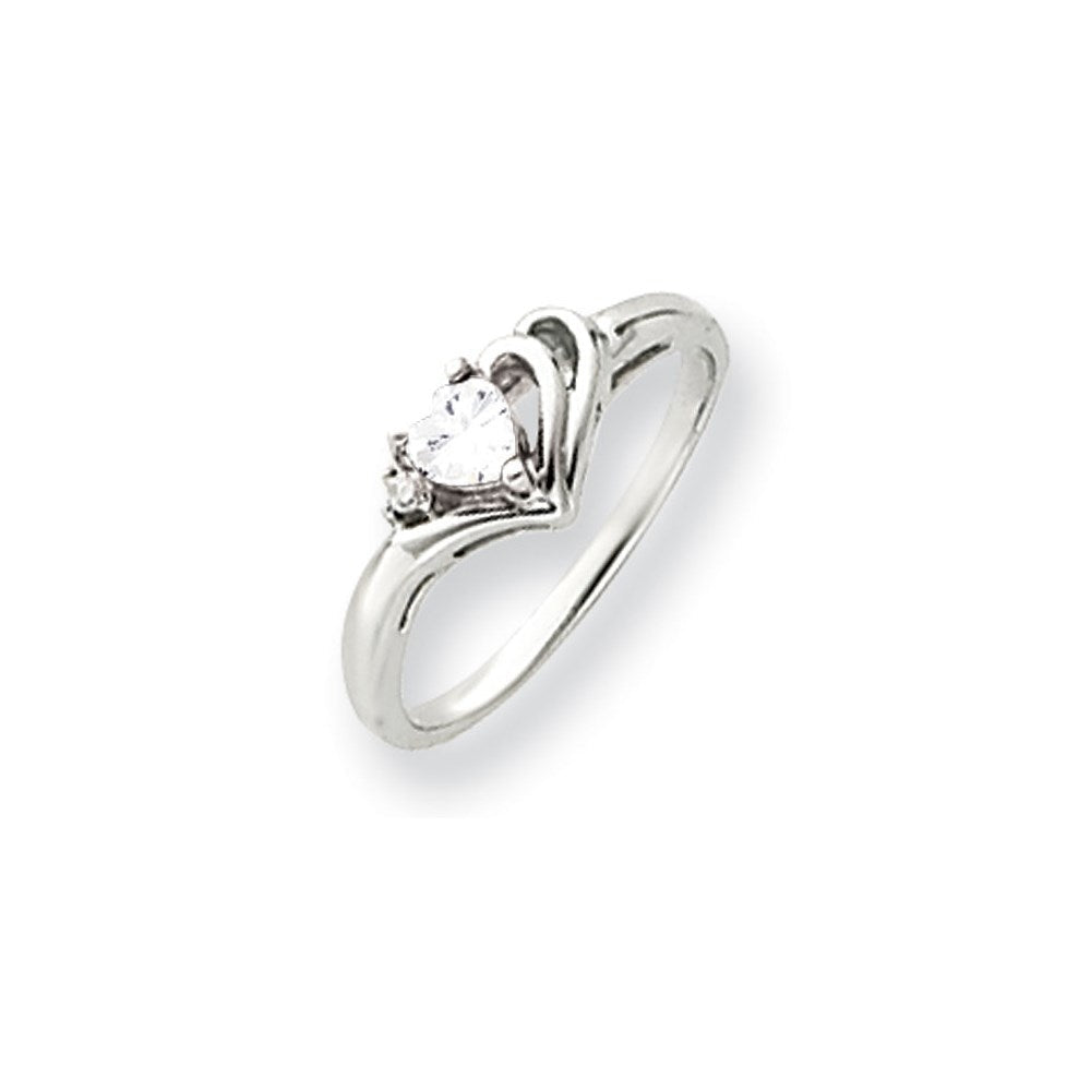 14K Weißgold 4mm Herz Zirkonia Vs Diamant Ring