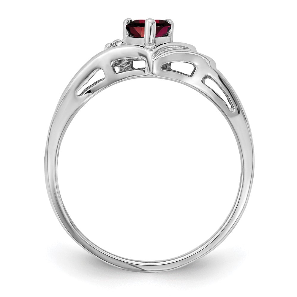 14K Weißgold 4mm Herz Granat Aa Diamant Ring