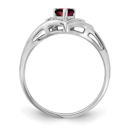 14K Weißgold 4mm Herz Granat Aa Diamant Ring