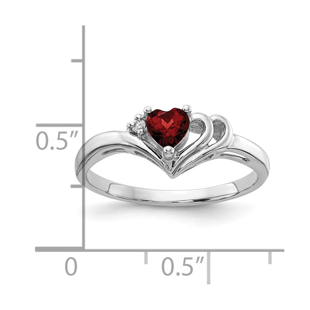 14K Weißgold 4mm Herz Granat Aa Diamant Ring