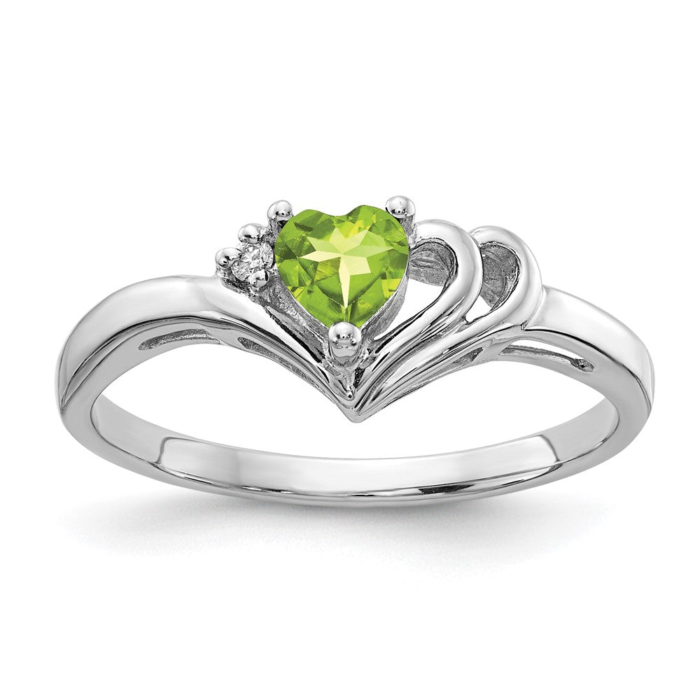 14K Weißgold 4mm Herz Peridot Aa Diamant Ring