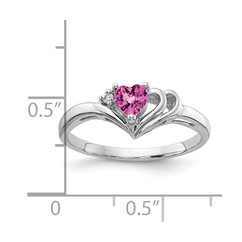 14K Weißgold 4mm Herz Rosa Saphir Aaa Diamant Ring