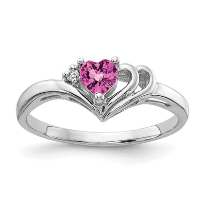 14K Weißgold 4mm Herz Rosa Saphir Aaa Diamant Ring